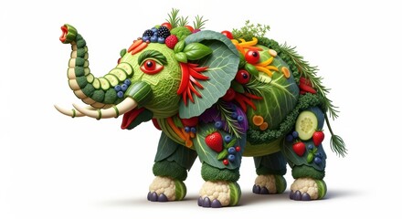 Fototapeta premium Vegetable Elephant Art: Healthy Food Sculpture