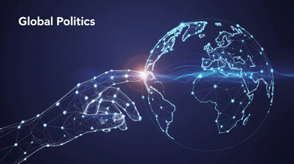 Obraz premium Stunning global network connections with hand interacting with earth