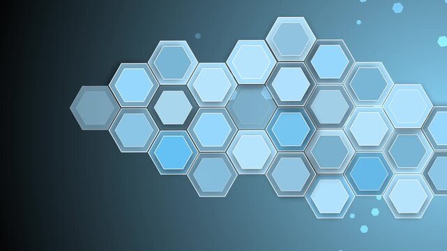Hexagonal technology shape background animation, Abstract hexagonal pattern on gradient background, modern technology concept