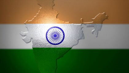 India Map Filled with National Flag Design