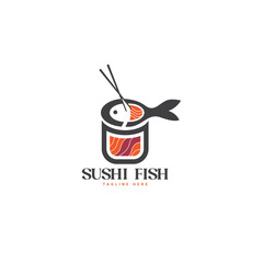Seafood Fish Sushi Inspiration Vector Logo Template