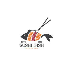 Seafood Fish Sushi Inspiration Vector Logo Template