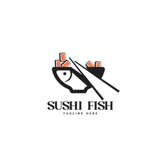 Seafood Fish Sushi Inspiration Vector Logo Template