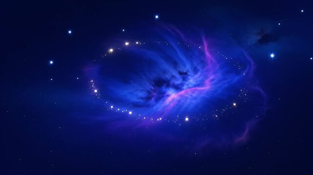 Majestic celestial tapestry displaying a cosmic nebula with bright stars in space