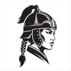 Obraz premium Ancient Warrior Portraits – A Collection of Black and White Vector Art Icons. Ancient warriors and historical heroines from various civilizations are illustrated in a black and white vector line art