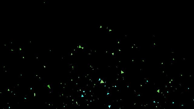 Explosion colorful Confetti, Falling golden confetti on black screen background. 4K with Alpha channel 3D animation of exploding confetti video