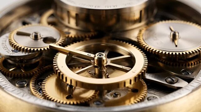 Intricate view of gears and cogs within a complex mechanical watch movement
