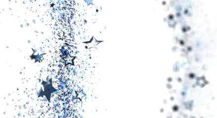 Fototapeta premium Abstract background featuring blue stars and sparkles on a white backdrop, perfect for festive designs and celebrations.