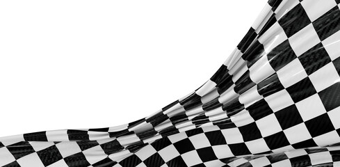 Obraz premium 3D render of a checkered flag waving in the wind. Representing racing, winning, speed, and competition. Perfect for spor