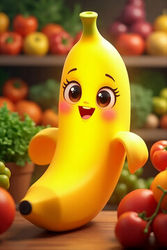banana simpatica sorridente