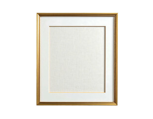 Golden framed picture frame with white matting isolated.