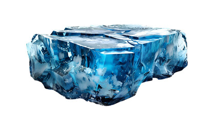 Obraz premium Floating block of cracked blue ice with intricate texture