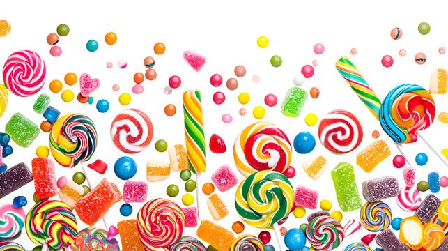 Colorful candy border for festive decoration and design projects