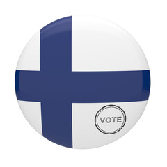 Fototapeta premium Finland flag badge with vote stamp for presidential and parliamentary elections