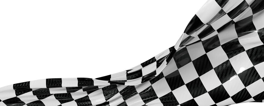 Dynamic image of a waving checkered flag, conveying victory, speed, and competition. Perfect for sports, racing, and ach