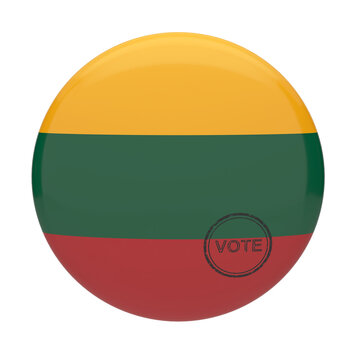 Lithuania flag badge with vote stamp for presidential and parliamentary elections