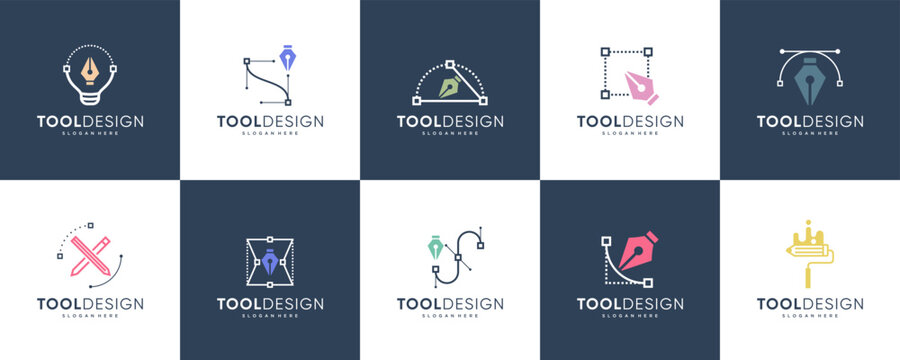 collection of design tools, software, designers or illustrators, basic learning techniques, vector graphic templates.