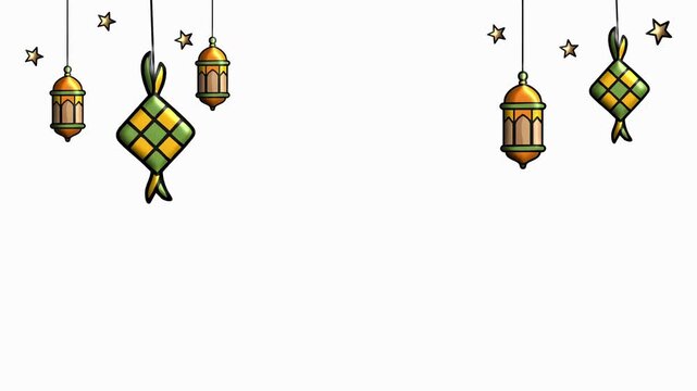 Islamic Holiday Decoration Element Lantern Ketupat Stars