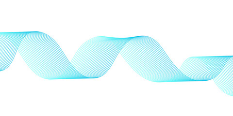 Abstract Digital Sound Visualization with Light Blue and Turquoise Flowing Wave Lines on Clean White or Transparent Background, Featuring Smooth Dynamic Curves and Modern Minimal Art Concept.