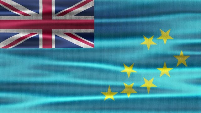 Tuvalu flag waving in the wind with high quality fabric texture