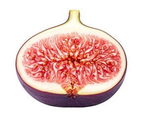 Fresh fig fruit cut in half showing the inside details and texture.