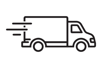 Delivery Truck Line Icon Fast Shipping Courier Van Vector Illustration