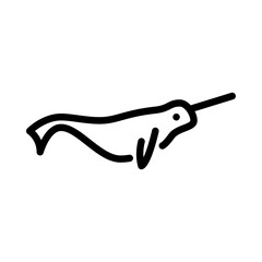 narwhal side view outline icon. narwhal line illustration. © Izwarm
