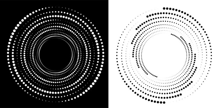 Abstract background with lines in circle. Art design spiral as logo or icon. A black figure on a white background and an equally white figure on the black side.