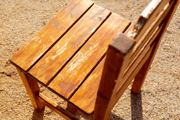 Fototapeta premium Classic wooden chair. Natural textured wood chair. Antique wooden chair, top view.