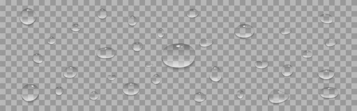 Realistic water droplets on transparent background