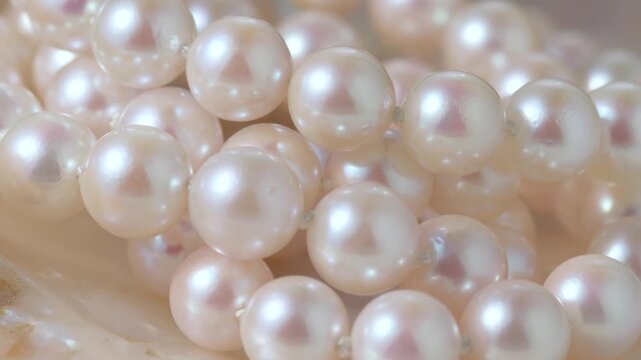 High quality round freshwater pearl strands close up