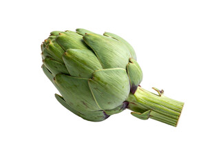 Fresh green artichoke vegetable isolated on white background healthy food.