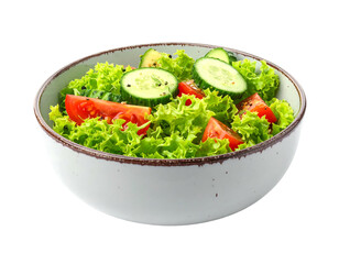 Fresh and Healthy Salad Bowl with Tomatoes and Cucumbers.