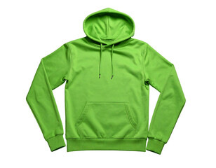 Bright green hoodie isolated on a white background casual wear comfortable clothing.