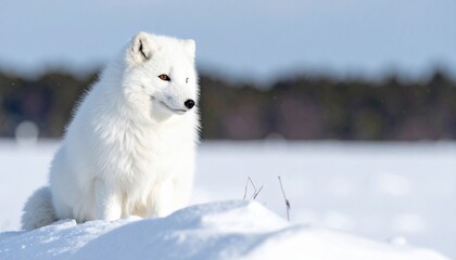 Majestic White Arctic Fox in Pristine Snowy Landscape