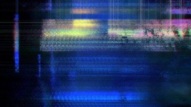 Dark Digital Signal Glitch with RGB Noise and Horizontal Scan Lines