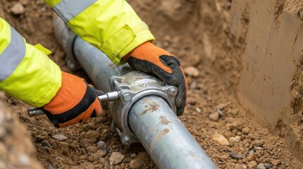 Utility pipe maintenance with coupling and bolts