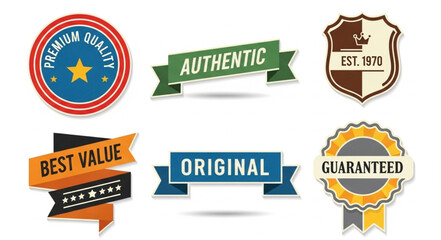 Obraz premium Collection of authentic quality guarantee labels and badges.