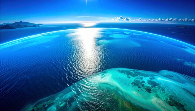 Aerial View of Ocean and Coastline.