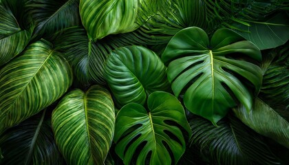 lush tropical foliage creating a vibrant green backdrop for design and decoration