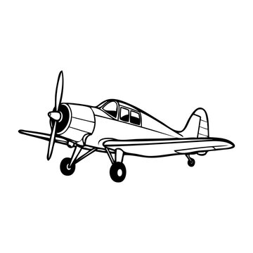 Logo agencia de viajes. Dibujo sencillo con l&iacute;neas de un avi&oacute;n antiguo 