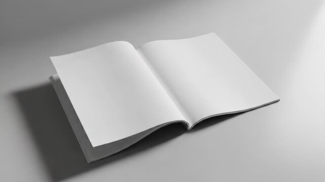 A grayscale image of an open book lying flat on a plain surface with soft lighting