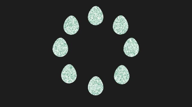 Pastel Easter eggs rotating in a circular frame forming a border with organic chalky texture and sketchy look. Transparent background, clean center for text, seamless loop. Ideal for spring holidays 