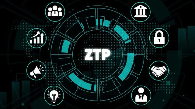 Zero Trust Policy Z T P Cyber Security Concept with and Circular Graph on Dark Background network security