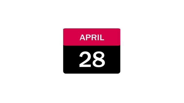 Minimalist Daily Calendar Icon for April 28th with Magenta and Black Design Elements for Schedules and Organizing