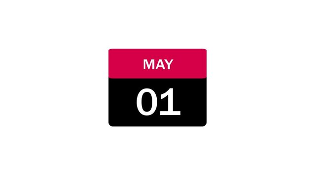 May 1st Calendar Icon Graphic for Digital User Interface Design Template with Pink and Black Color Palette
