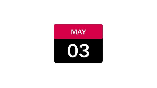 May 3rd Calendar Date Icon for Appointment Schedule and Event Reminder - Simple Graphic Illustration on a White Background