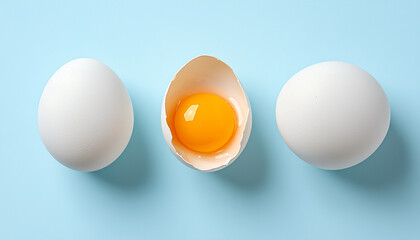 fresh farm chicken eggs on a colored background