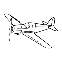 Logo agencia de viajes. Dibujo sencillo con línea continua de un avión antiguo  © teracreonte