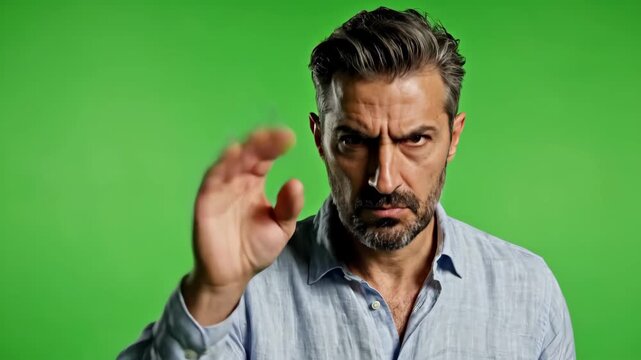 Angry Man Gesturing and Pointing with Disapproval